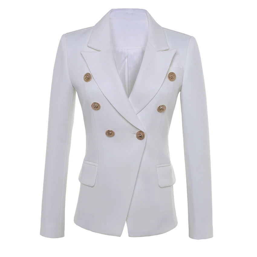 

HIGH QUALITY New Fashion 2018 Star Style Designer Blazer Women's Gold Buttons Double Breasted Blazer Plus size S-XXXL