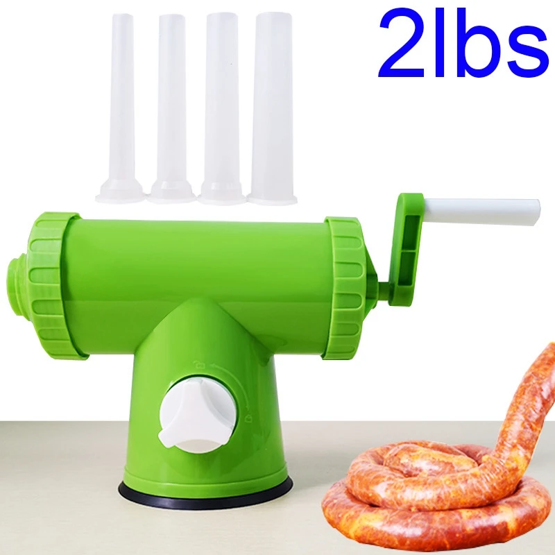 

Manual Sausage Stuffer 2Lbs Sausage Maker Plastic Meat Filler Sausage Filling Tool Stuffer Funnel Tubes
