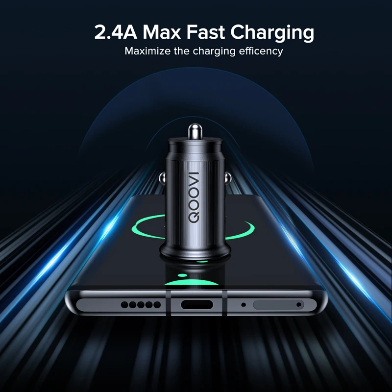 Компактное автомобильное зарядное устройство 2 4 А с двумя USB портами и функцией