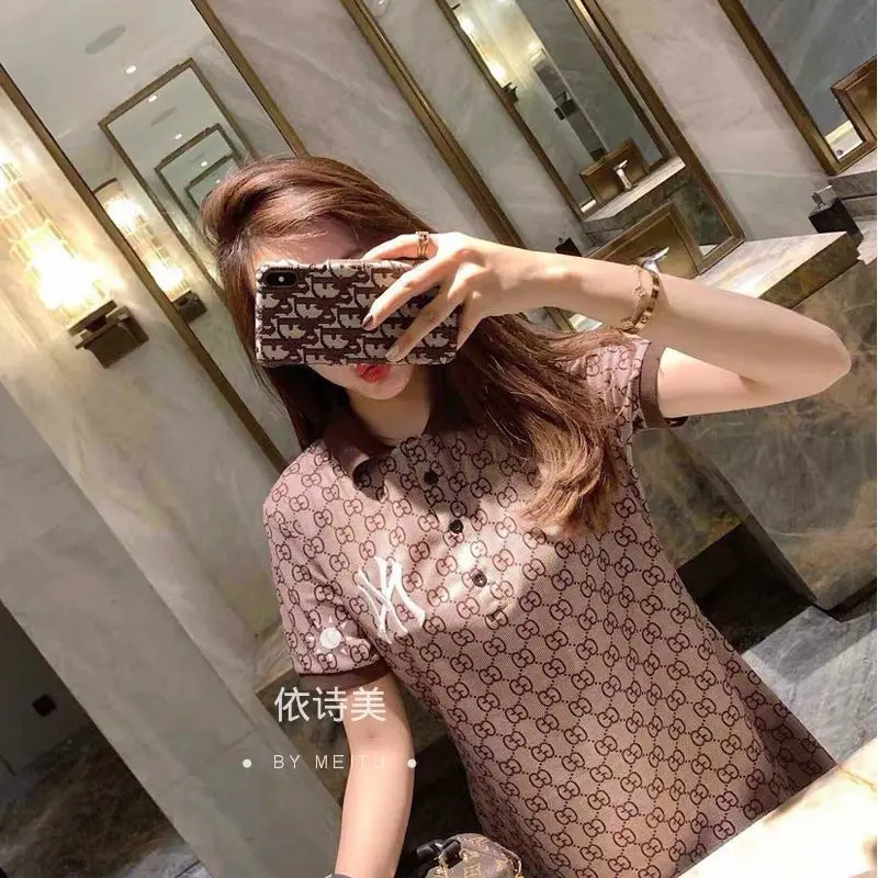 

2021 New Dress Fashion Trend Printing Embroidered T-shirt Skirt Casual Polo Shirt Summer Girl