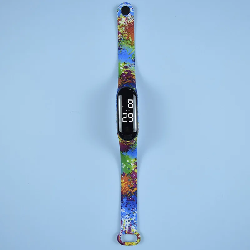 

2021 New Student Electronic Sport Watch Fashion Printed Silicone Strap Kids Watches for Boys Girls LED Digital Children's Watch