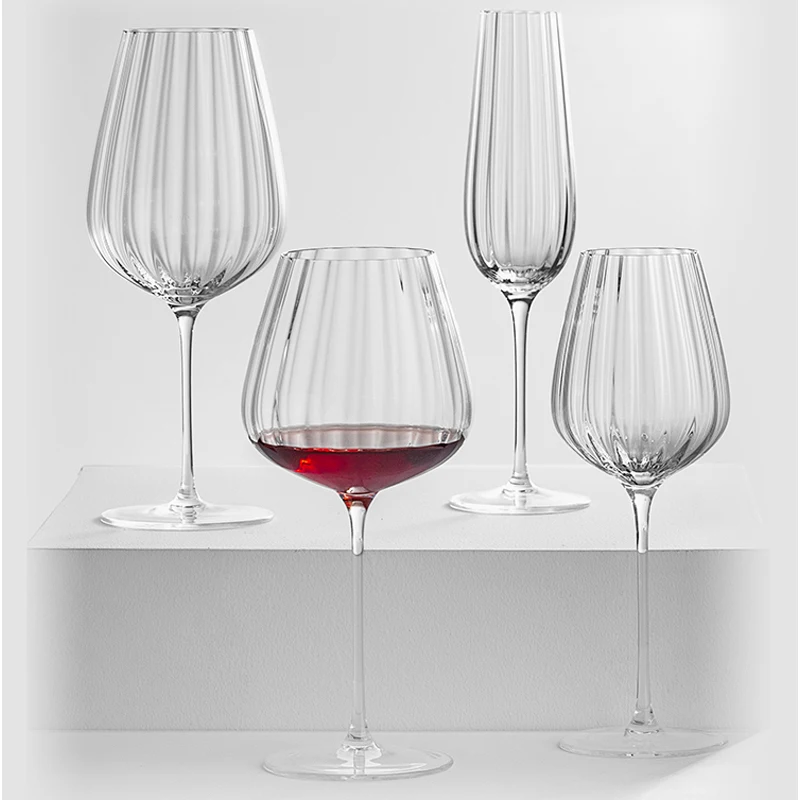 

Nordic Crystal Wine Cup Multi Edge Texture Champagne Glass Goblet Large Capacity Brandy Party Wedding Drinkware