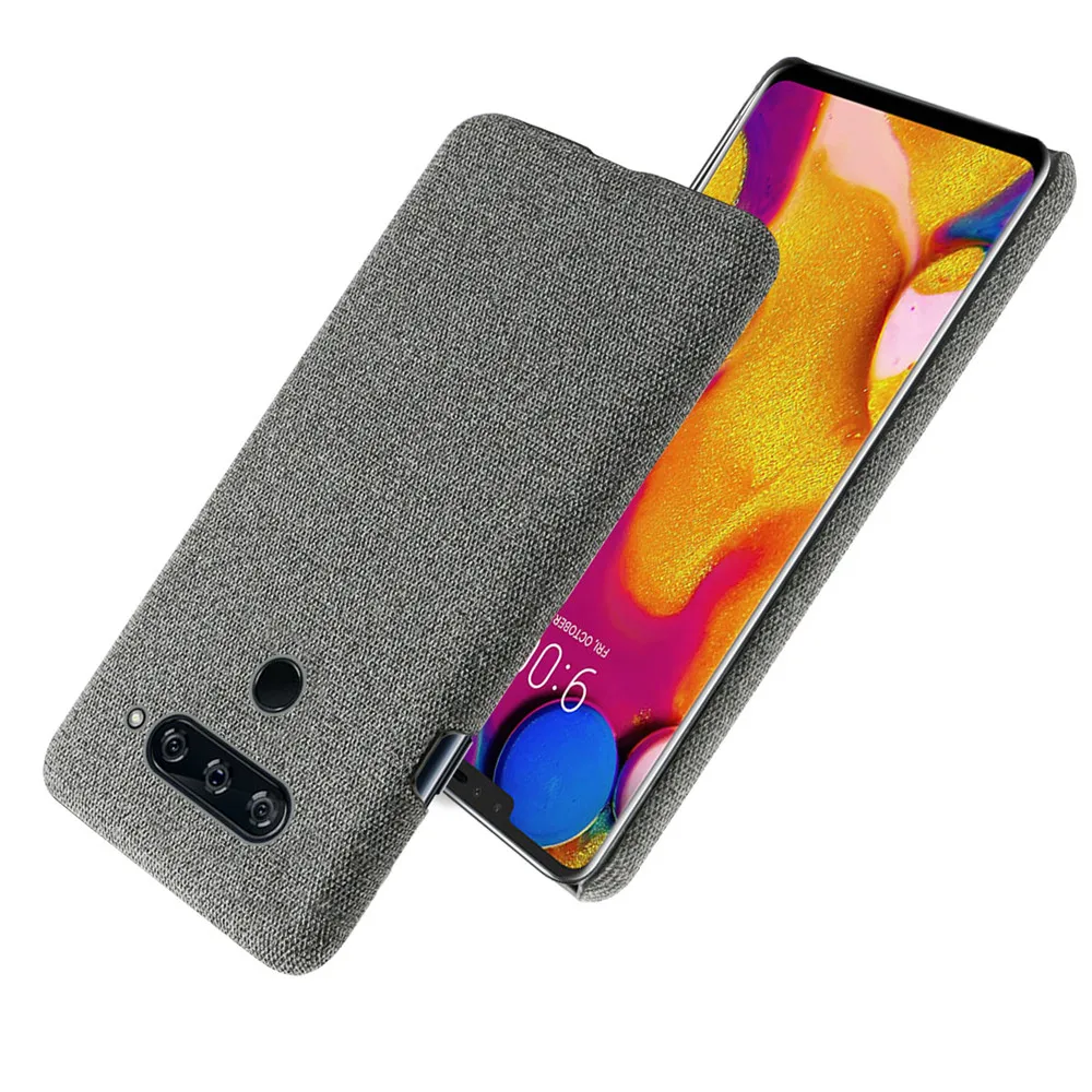 

Slim Cloth Texture Fitted Cover For LG V40 ThinQ Case Fabric Ultrathin Antiskid Anti-fall Capa For LG V40 V40ThinQ V405 LM-V409N