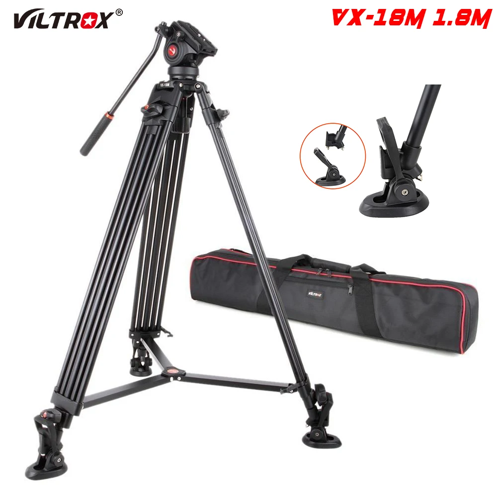 

Viltrox VX-18M Professional Portable Heavy Duty Stable Aluminum Non-slip Video + Tripod Hydraulic head for Video Camera DV 1.8M