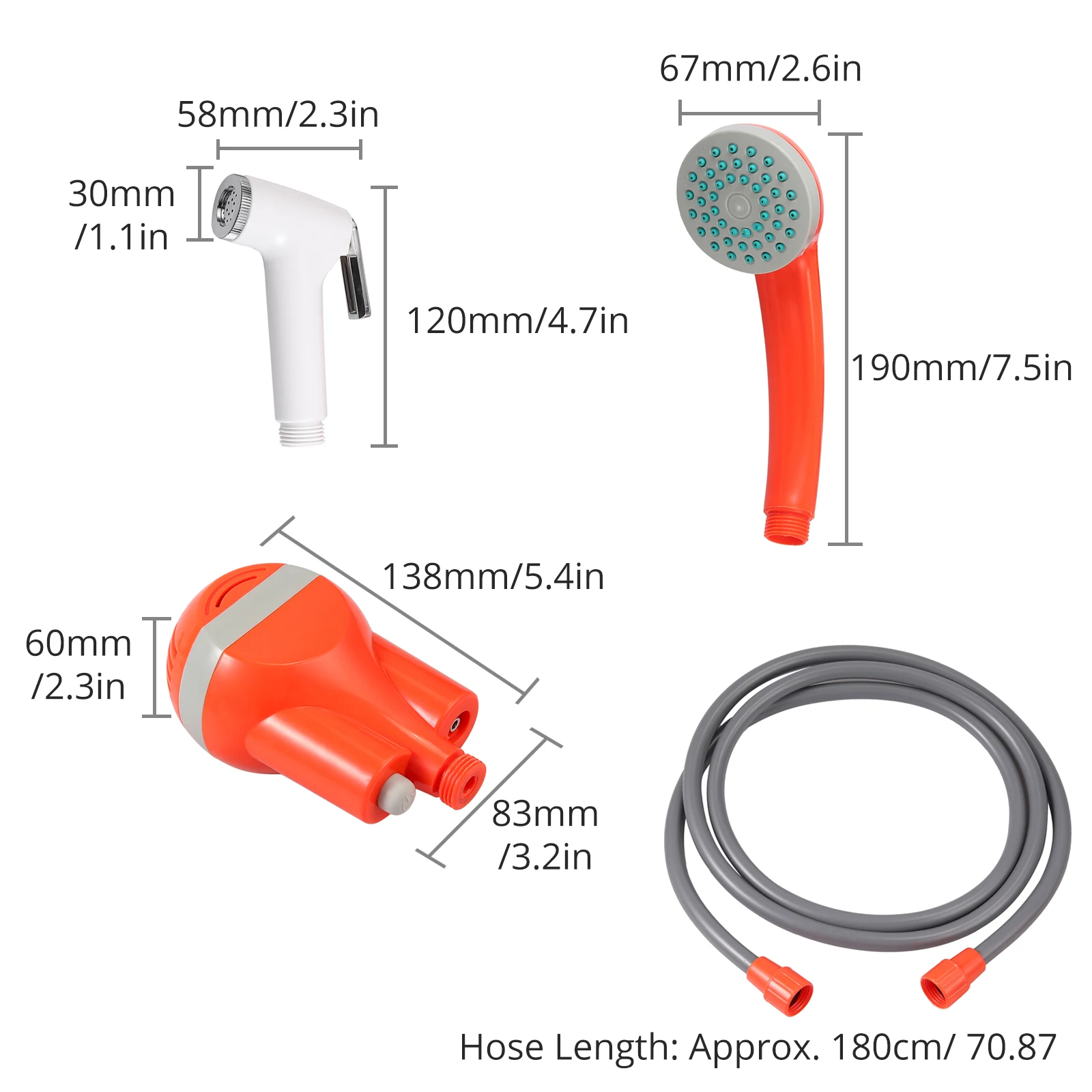 AMTOVL переносной походный душ Set USB DC 5V нажимной для собак пеших прогулок