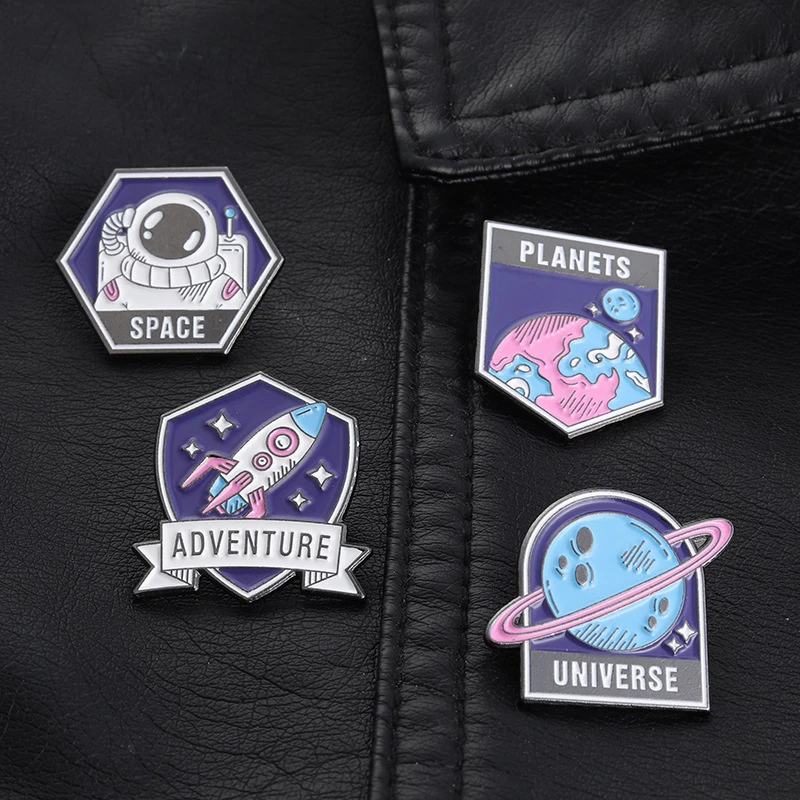 

New Space Rocket Series Astronaut Enamel Pins Space Planet Brooches For Friends Lover Lapel Pin Cartoon Badge Jewelry Gifts