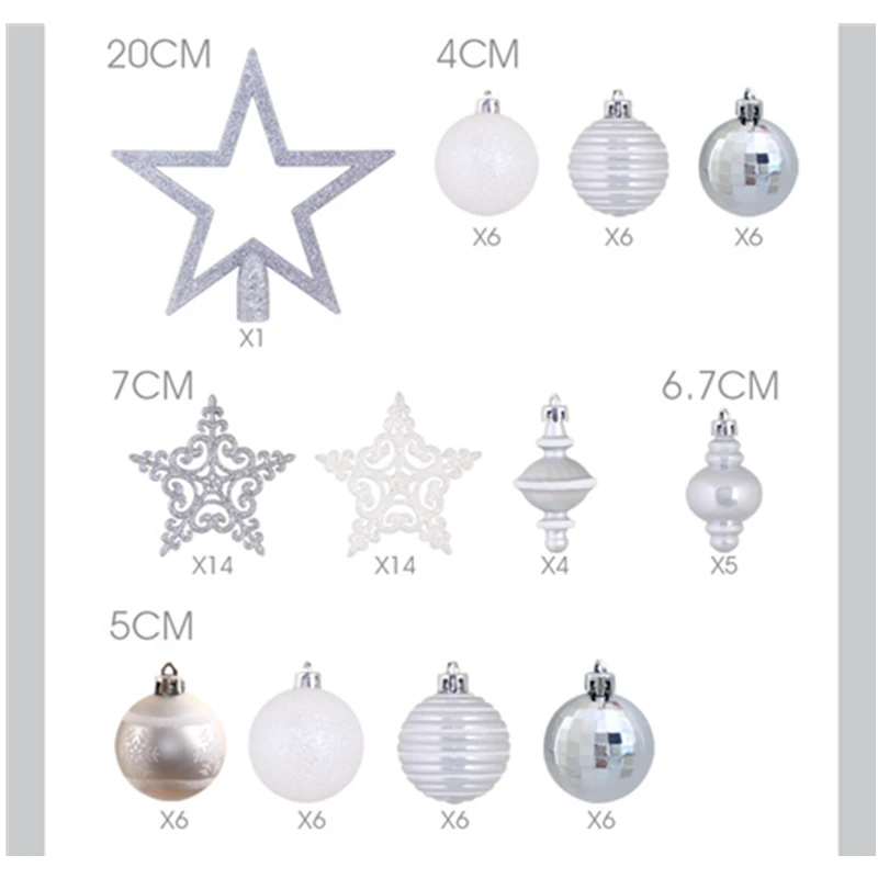 Christmas Tree Pendant with Gift Bag Decoration Hanging Ball Snow Top Star Snowflakes Multi-Pack Decor Set 80PCS | Дом и сад