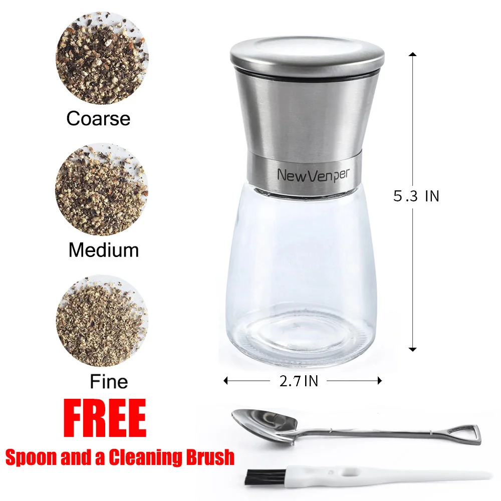 Newvenper Premium Stainless Steel Salt and Pepper Grinder Set Adjustable Spice Grain Mills Grinding Core Mill Kitchen Tools | Дом и сад