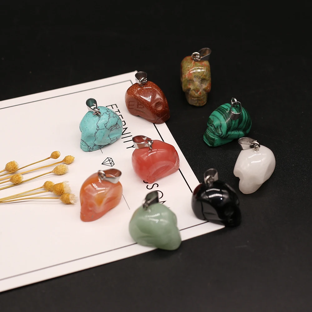 2 шт. Подвеска из натурального камня в форме черепа скульптура изысканные