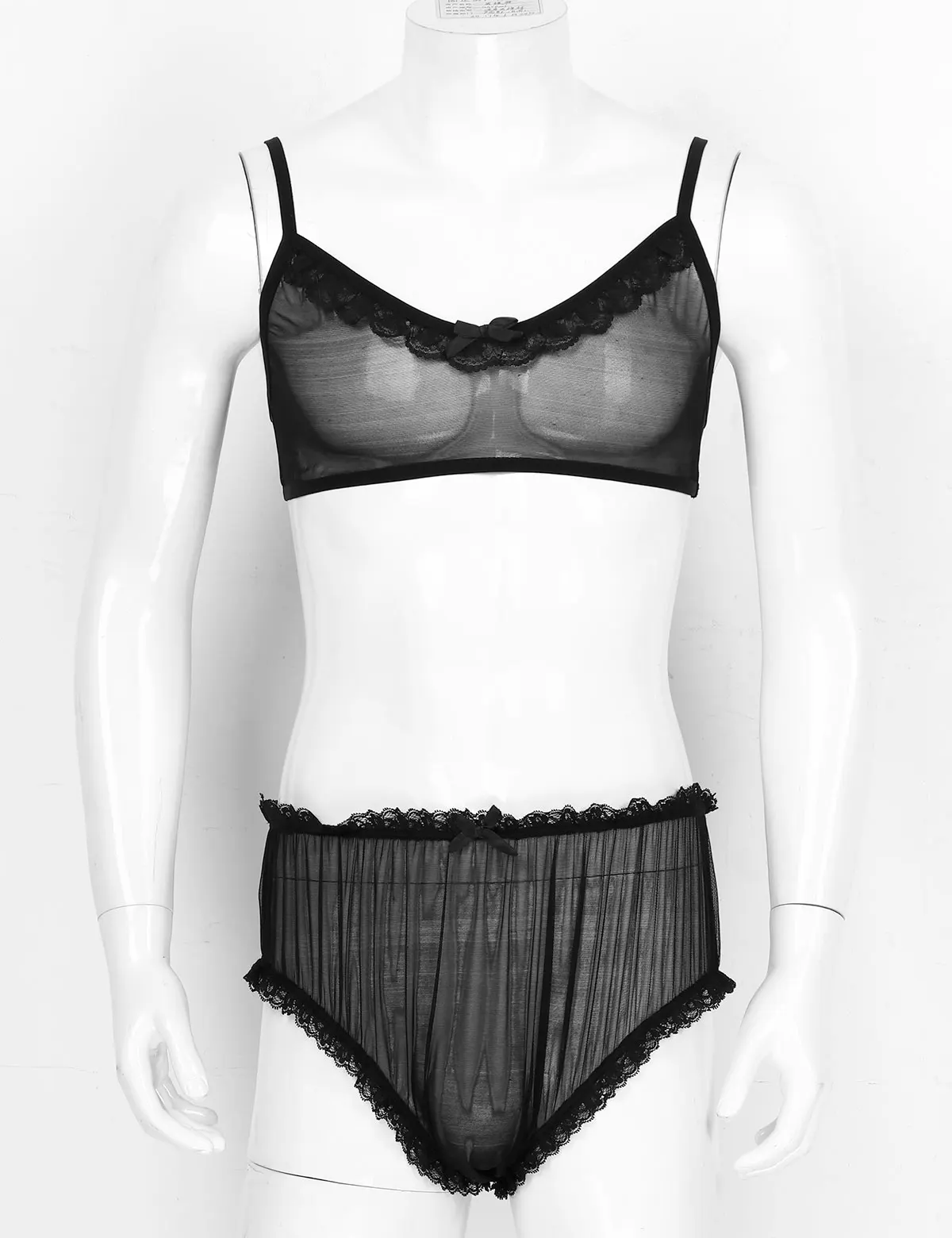 Нижнее белье для геев Трансвестит Мужская Ночная рубашка прозрачный сетчатый