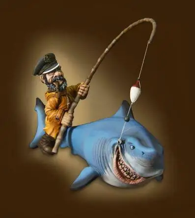 

1/32 54 мм старинная подставка для мужчин с искусственной рыбой, миниатюрный gk, разборка, неокрашенный