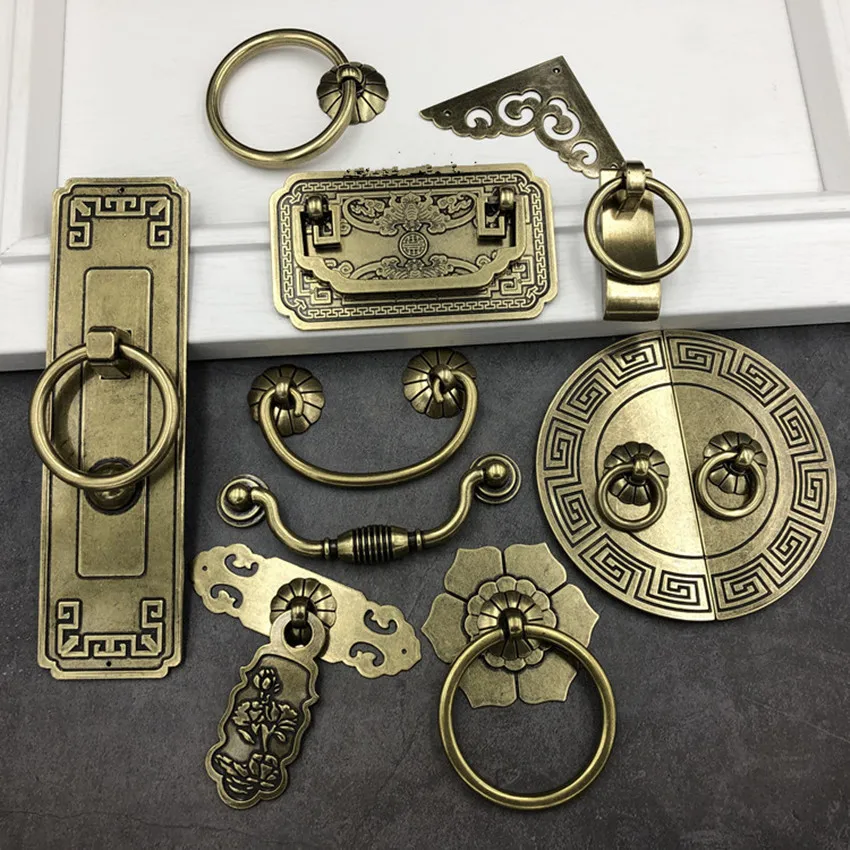 Китайская Ретро креативная мебель в резном стиле Античная дверная ручка