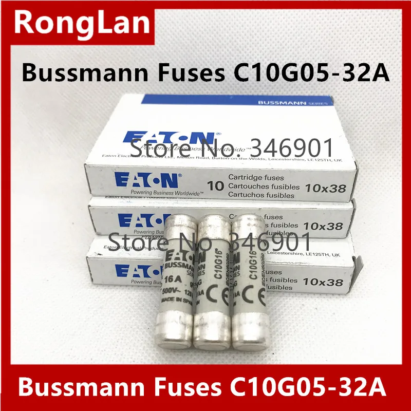 

Authentic Bussmann Fuses C10G05 C10G1 C10G2 C10G3 C10G4 C10G6 C10G8 C10G10 C10G12 C10G16 C10G20 C10G25 C10G32 500V-50pcs