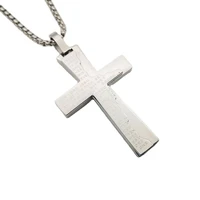 bible scripture 2 tone cross necklace mens silver 316l stainless steel religious christian jewelry praying amulet cross necklace