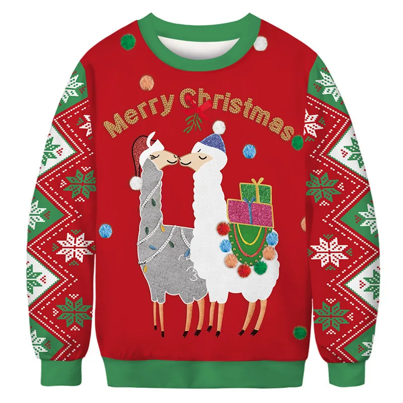 Ugly Christmas Sweater Mens Womens Holiday Sweatshirt 3D Funny Print Autumn Winter Jumpers Tops Pullover Xmas Clothing | Мужская одежда