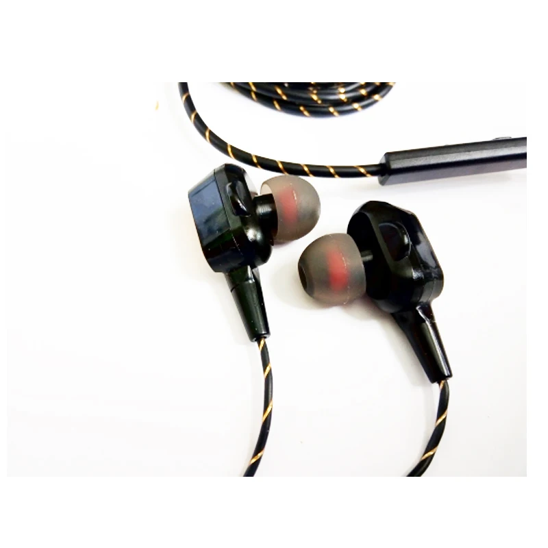 Спортивная гарнитура проводные наушники двойной привод стерео с микрофоном мини