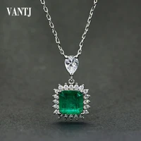 vantj real 10k gold lab created colombia emerald pendant lab grown emerald moissanite necklace fine jewelry women party gift