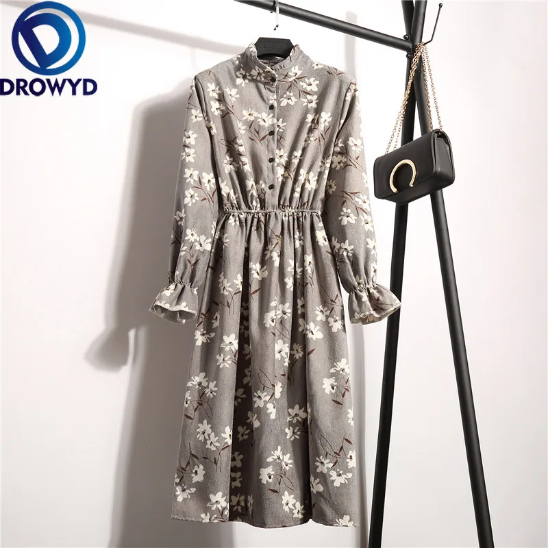 19 цветов королевское повседневное вельветовое платье миди для женщин модное