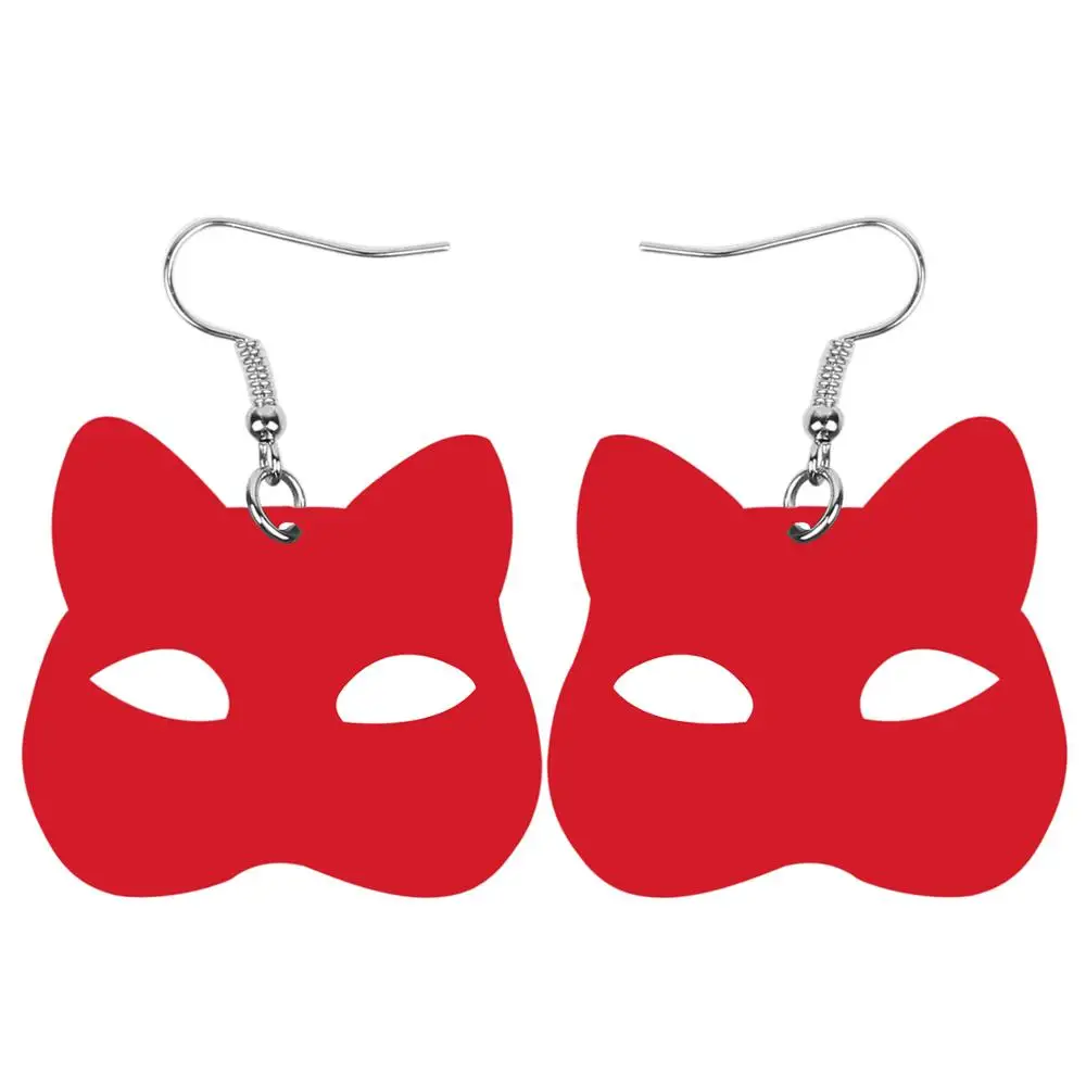 ARWA Acrylic Halloween Big Hollow Anime Black Cat Kitten Mask Earrings Drop Dangle For Girls Teen Festival Gift Charms | Украшения и