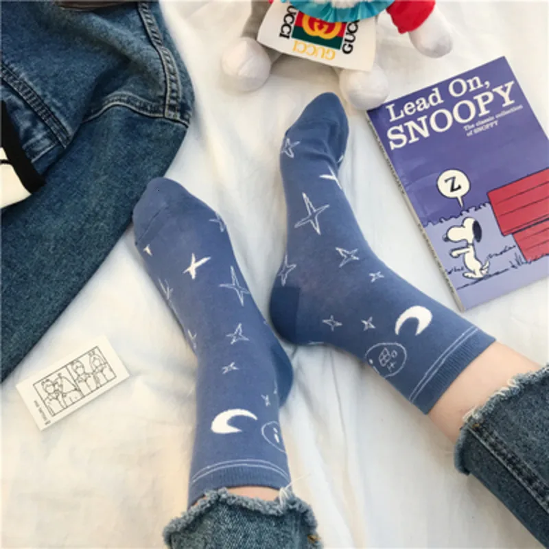 Носки женские короткие с мультяшным рисунком хлопок в японском стиле креативные