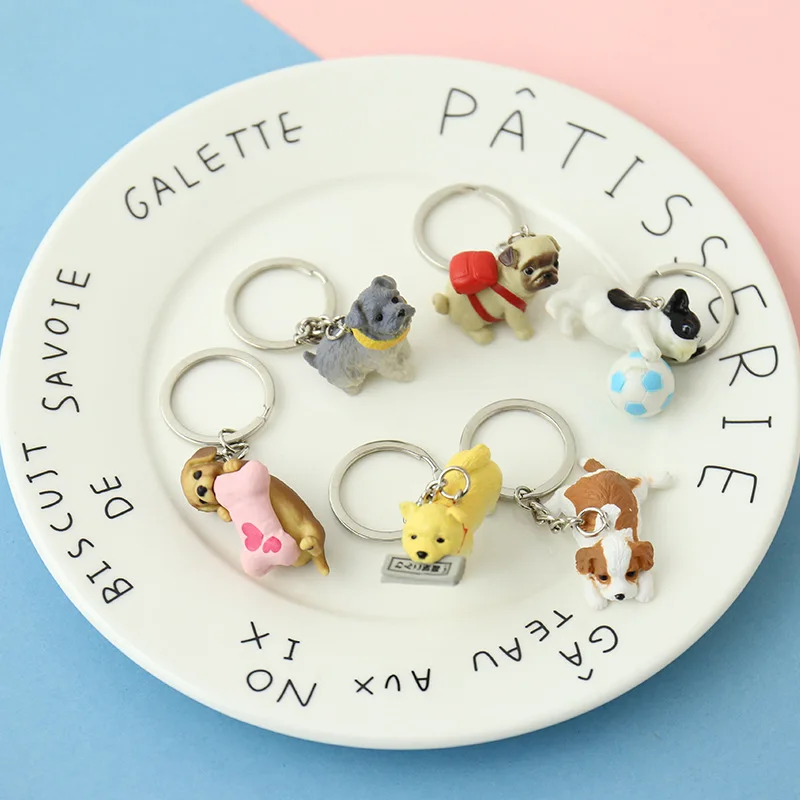 

Cute Cartoon Doll Stereo Pendant Backpack Pendant Cute Pet Girl Key Chain Puppy Dog Keychain Pet Dog Playing Keyring Gift