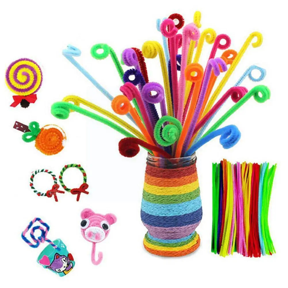 

Colorful Plush Sticks Wool Pompoms Materials Kids DIY Art Child Toys Educational Puzzles Craft Toy For Children Toys Crafts A7G5