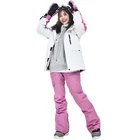 Женские лыжные костюмы, лыжная куртка, Женский комплект из куртки и брюк для сноуборда, зимний лыжный костюм, водонепроницаемые зимние спортивные куртки для улицы