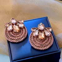 ztech new pink series crystal beads tassel earrings for women girls elegant cuteromantic korean style statement jewelry brincos