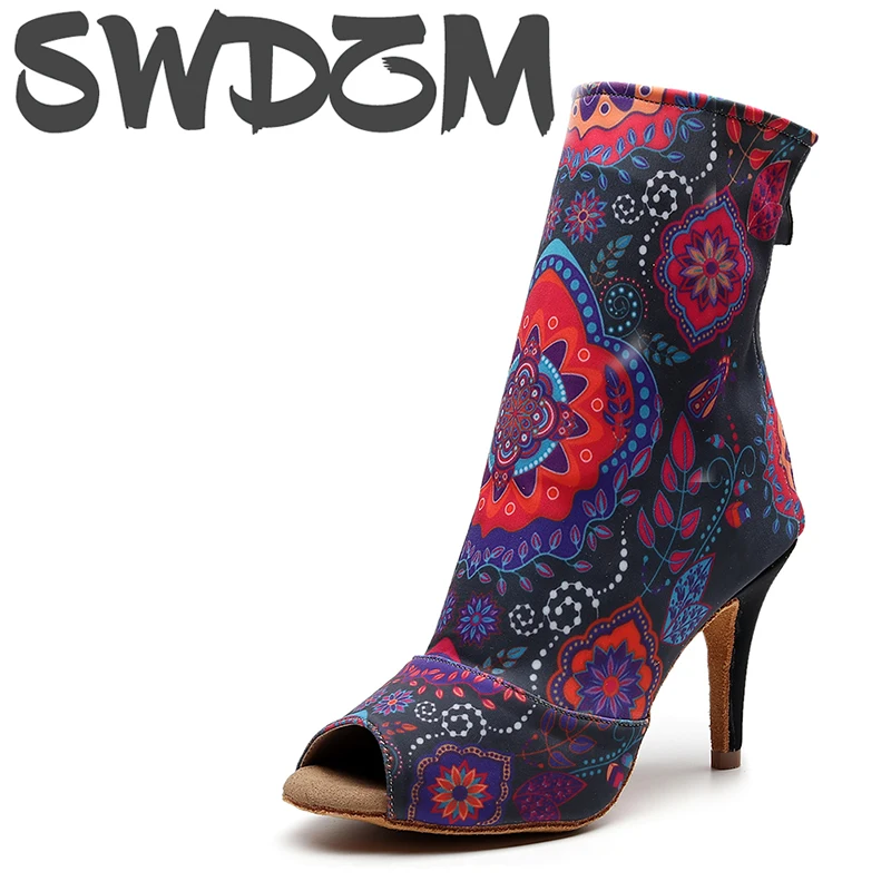 Туфли SWDZM для джаза и латиноамериканских танцев модные ботинки на молнии