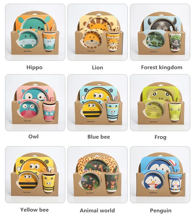 Набор детских столовых приборов из бамбукового волокна креативные выдвижные