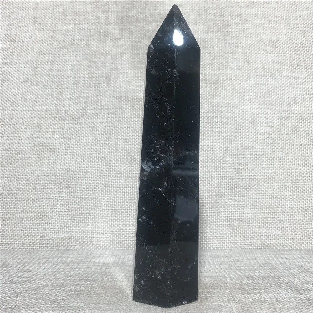 

Tower Natural Black Crystals Home Furnishing Decoration Healing Point Stone Gift Rod Column Treatment Obelisk Quartz Wand