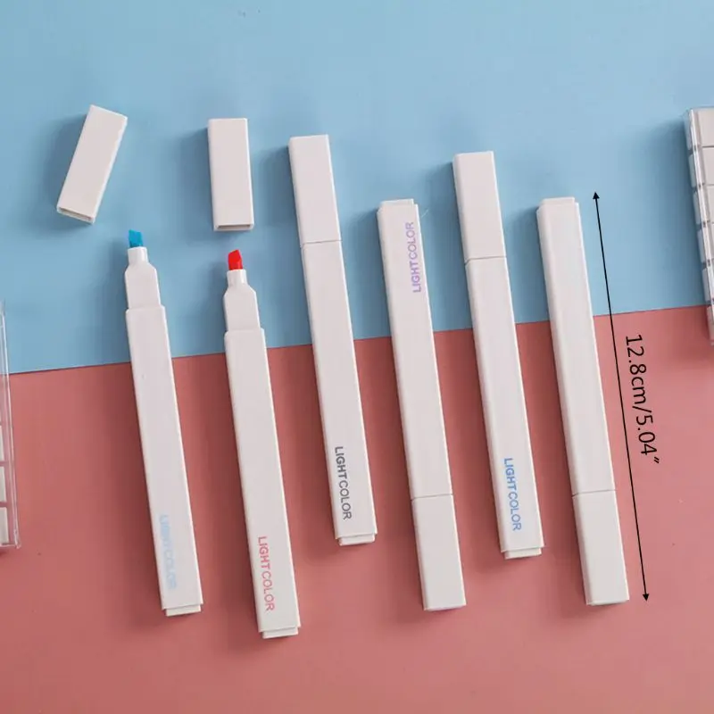 

6pcs Super Soft Highlighter Marker Pens Set Water Based Ink Morandi Pastel Color T3LB