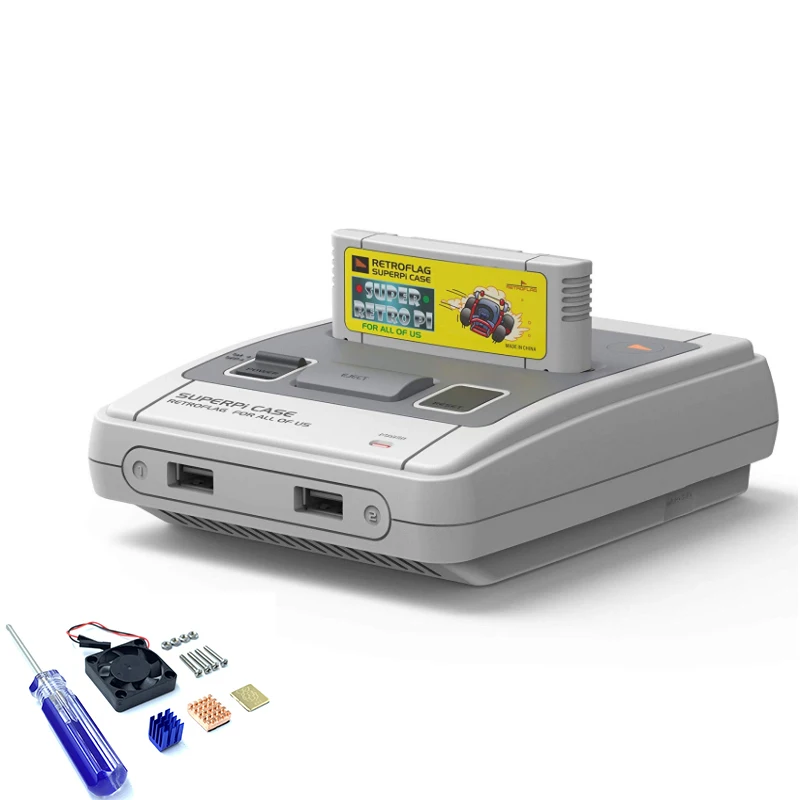 J CASE Retroflag SUPERPi CASE-J/CASE-U snes игровой Картридж с охлаждающим вентилятором+ радиатор для Raspberry Pi 3B Plus(3B+)/3B - Цвет: J CASE