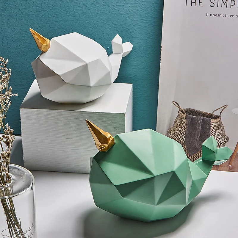 Копилка в скандинавском стиле с геометрическим рисунком Кита домашнее украшение