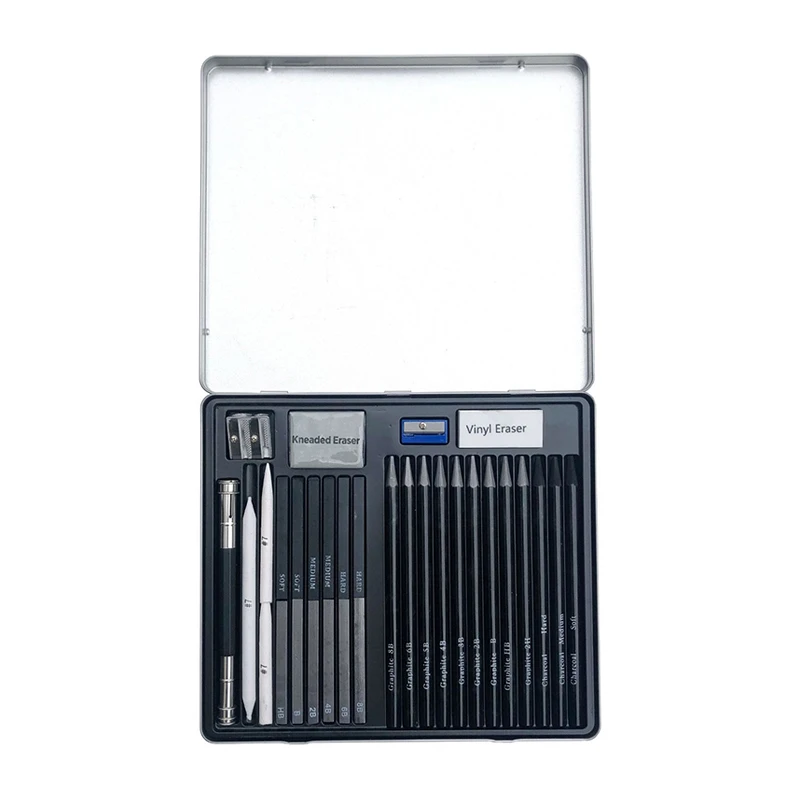 

32 шт. карандаш без древесины для рисования эскизов, набор железных коробок, уголь, графит, стержень, свинцовый карбид, полый карандаш, комбин...