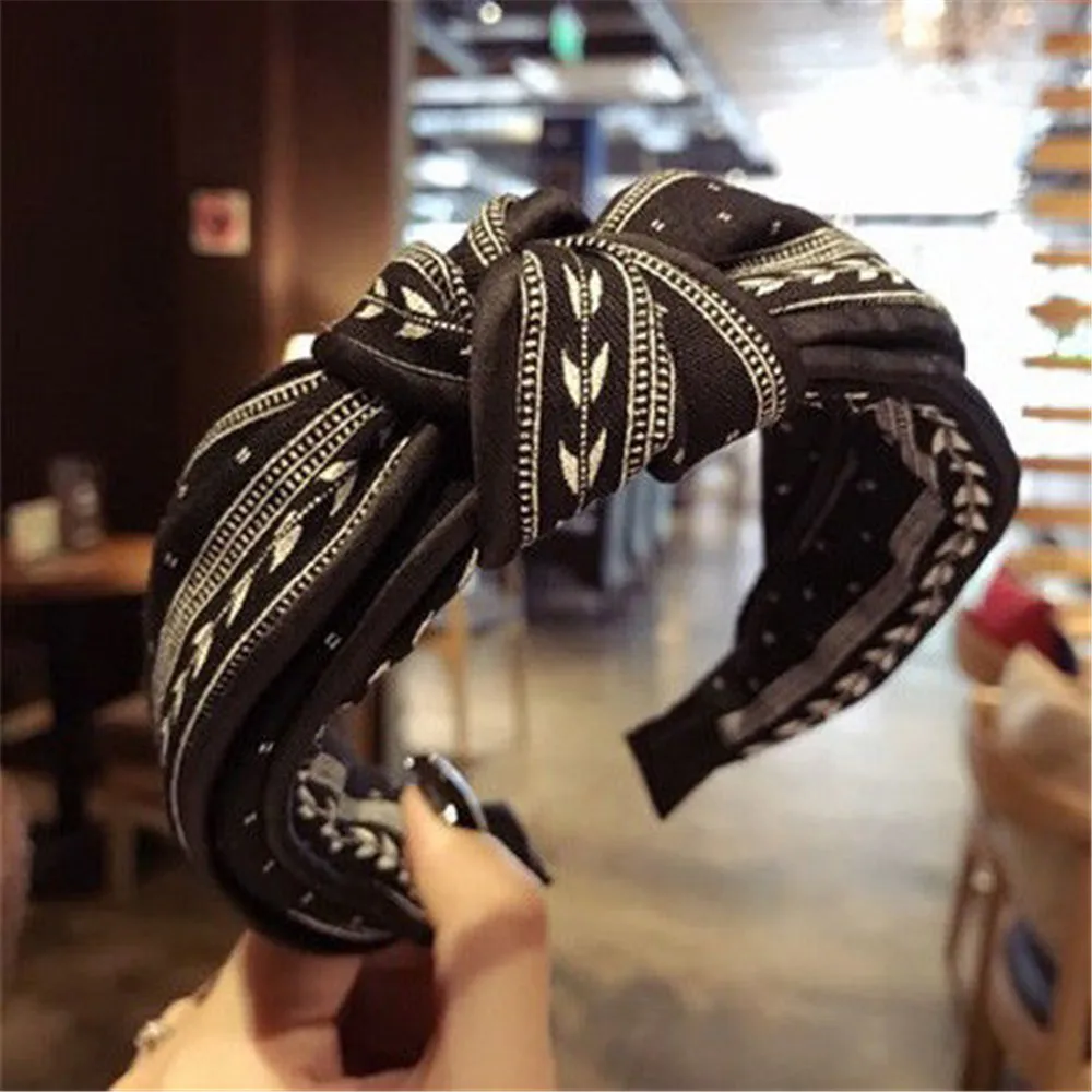 Ободок для волос Однотонный женский модный бант с перехлёстом простой милый