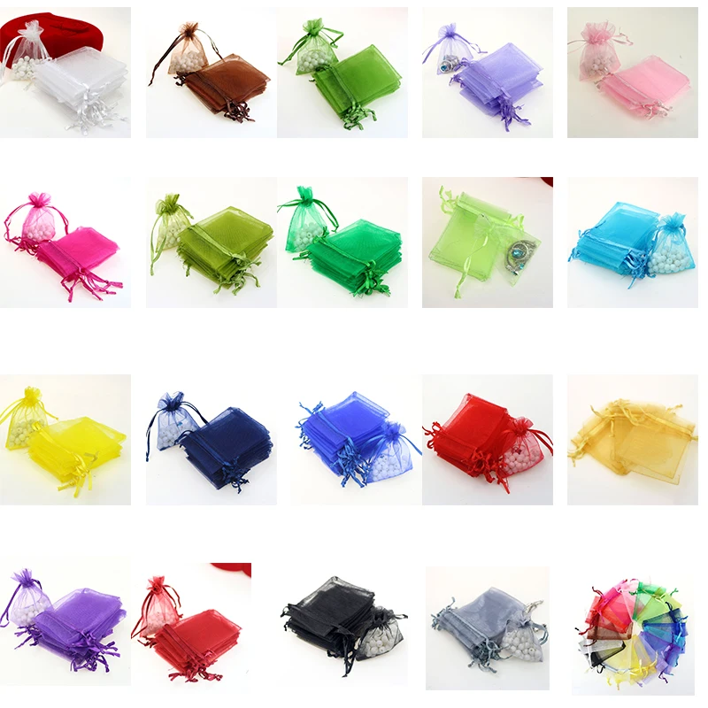 

100PCS Transparent Organic Yarn Bag Jewelry Bag Gift Packaging Birthday Gift Decoration Candy Bag JewelryParty Packaging Bag