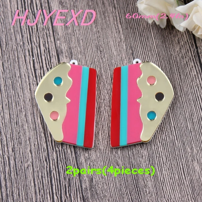 Cake Slice-4pcs 2 пары) серьги в форме торта, серьги в форме пончика, висячие акриловые серьги в виде мороженого, зеркальные серьги «Радуга», лазерная cut-AC1530 - Окраска металла: Cake Slice-4pcs