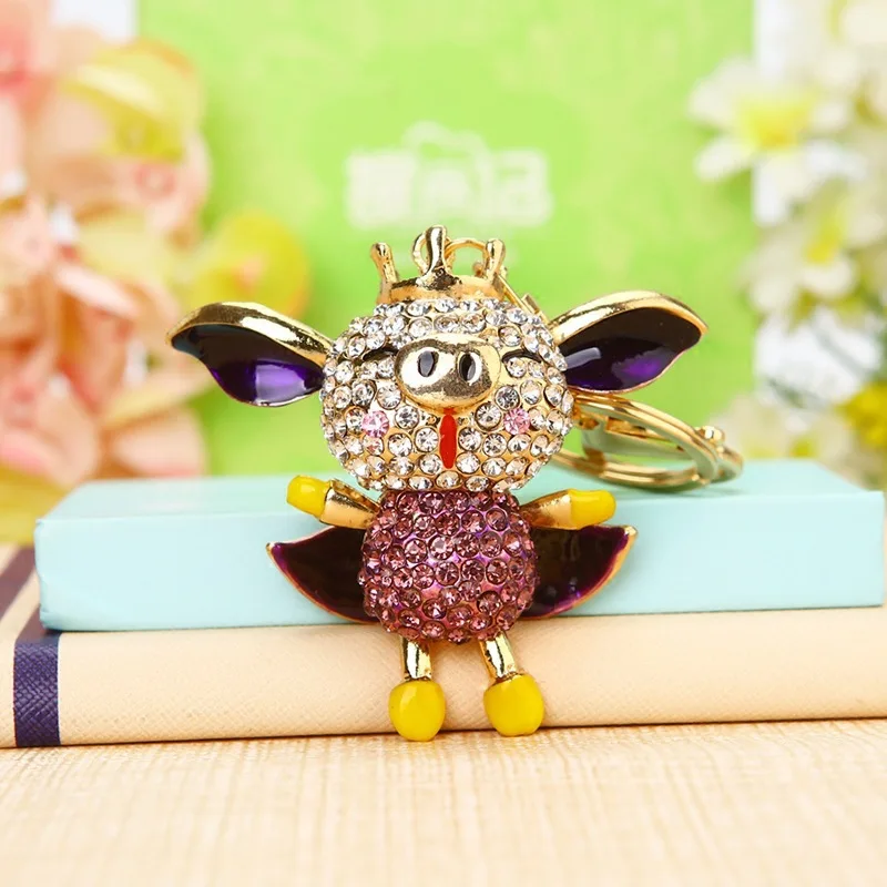 

Cute Pig KeyChain 2021 Fashion Women Crystal Key Chain Animal Pendant Jewelry Purse Handbag Car Key Keyring Birthday Gift