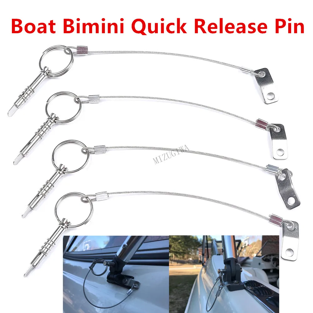 4 Pcs Boat Bimini Quick Release Pin with Lanyard Stainless Steel Marine Hardware Deck Hinge Replacement Accessories | Спорт и