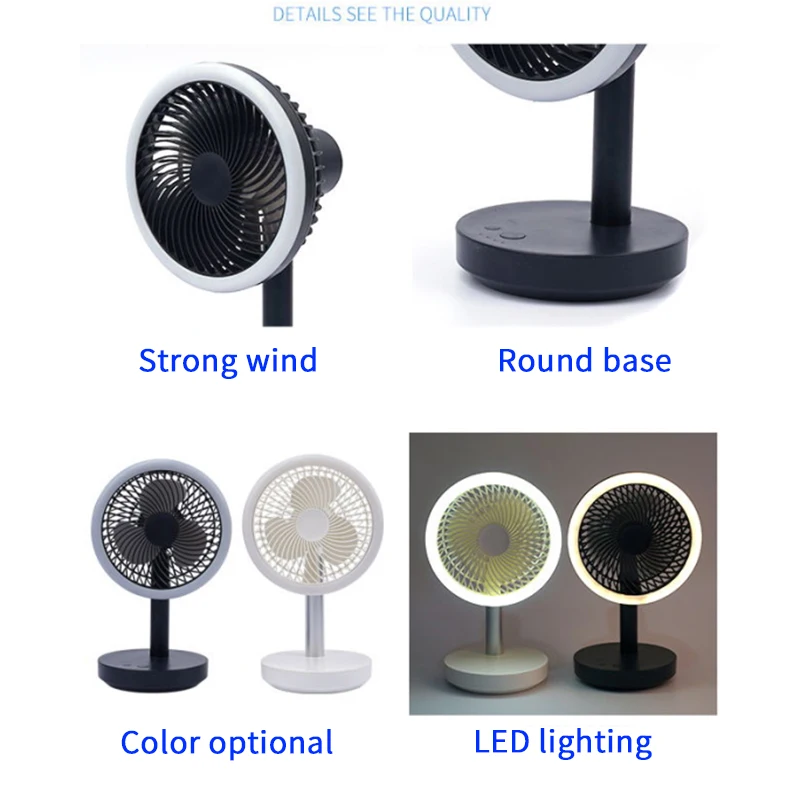 

Rechargeable 4000MAh Desk Fan 120 Shaking Head Silent Mini Fan with LED Night Light Outdoor Fan