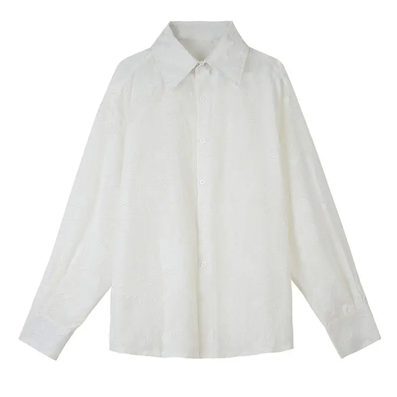 

XITAO Perspective Blouse Fashion New White Full Sleeve Small Fresh Single Breast 2021 Summer Minority Loose Casual Shirt LDD1446