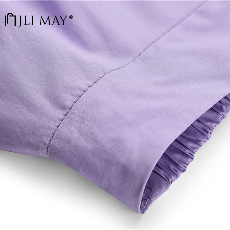 

JLI MAY Women's Skirts Cotton Summer Solid Irregular Splicing High Elastic Waist Casual Sweet Long Skirt