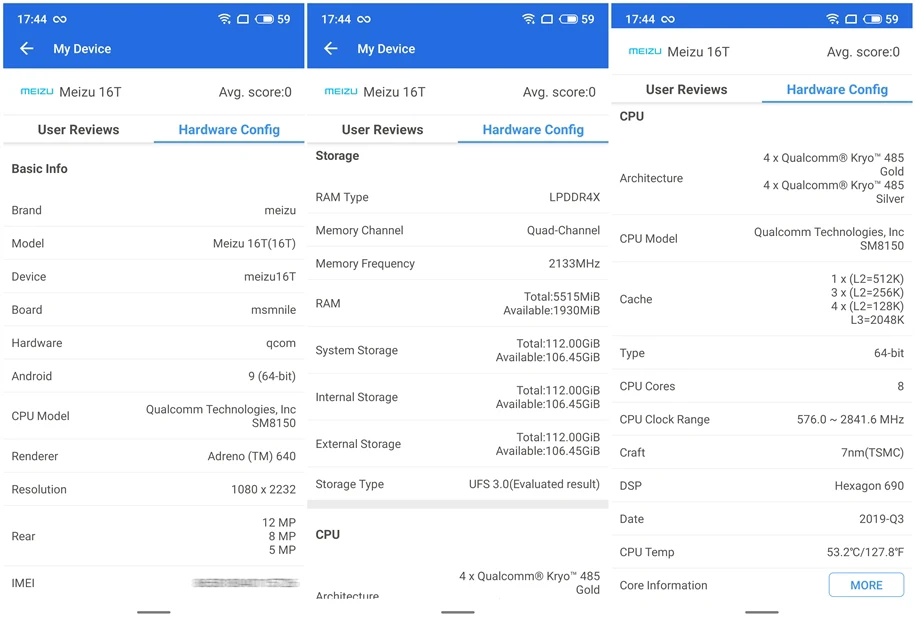 Meizu 16T VOLTE 4 аппарат не привязан к оператору сотовой связи 6G/8G 128G/256 г Snapdragon 855 Octa Core 6," FHD+ безрамочный экран с Экран 3 задних Камера сотовый телефон