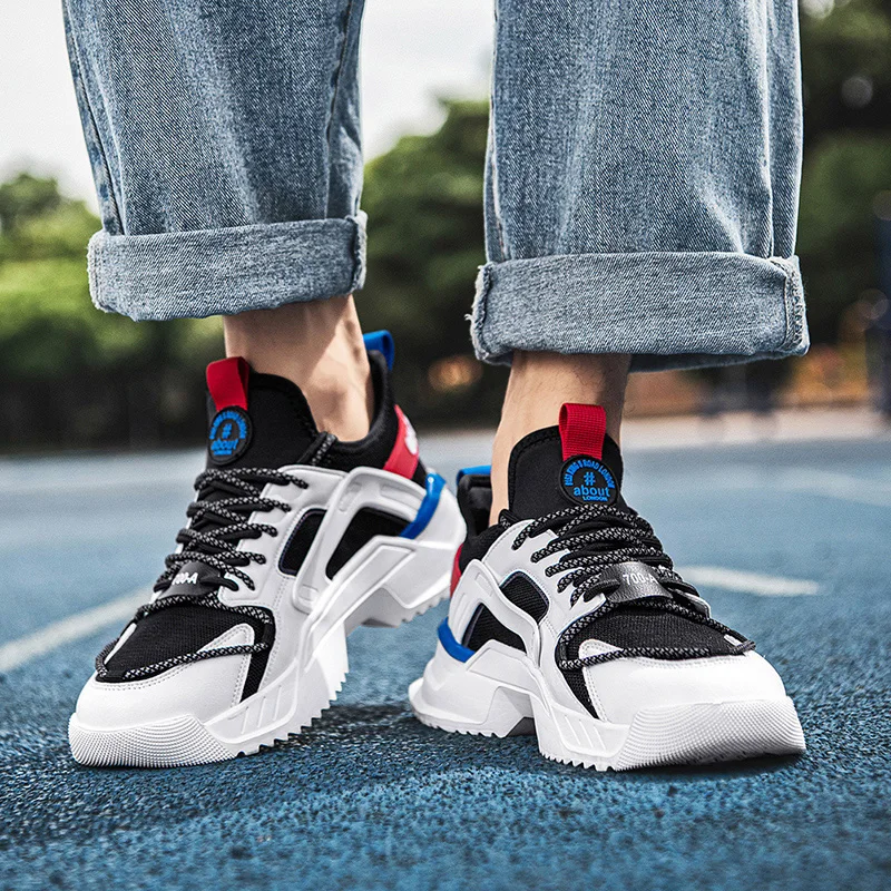 

High Quality Men's Sneakers Comfortable Man Casual Shoes Non-slip Breathable Outdoor Sports Shoe Lace-up Men Shoes Thick Bottom