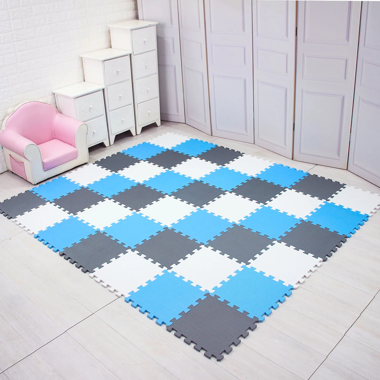 white blue gray Детские EVA пены головоломки игровой коврик/детские коврики игрушки ковер для детей блокировка упражнений напольная плитка, каждый: 29 см X 29 см - Цвет: white blue gray