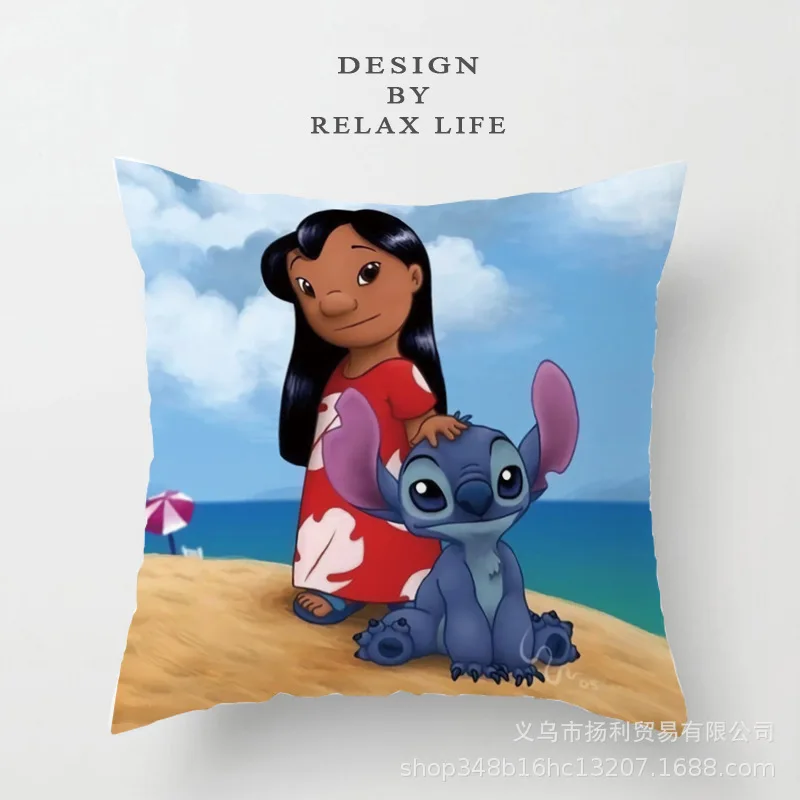 

45x45cm Disney Stitch Pillowcase Home Decoration Pillow Cover Cute Cartoon Pillow Case Throw Pillows No Inner Core