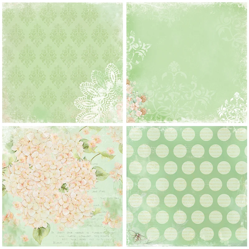 24 sheets 6&quotX6" Soft Green Paper Scrapbooking patterned paper pack handmade craft Background pad card | Дом и сад