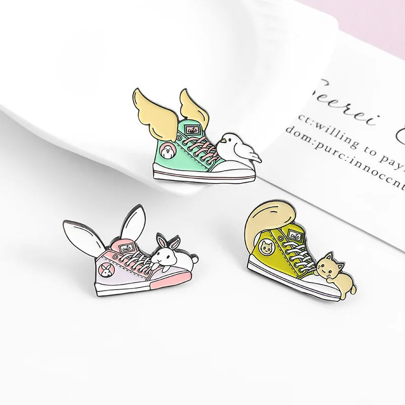 Новая обувь эмали штырь пользовательские принтом кошачьего хвоста и заячьими