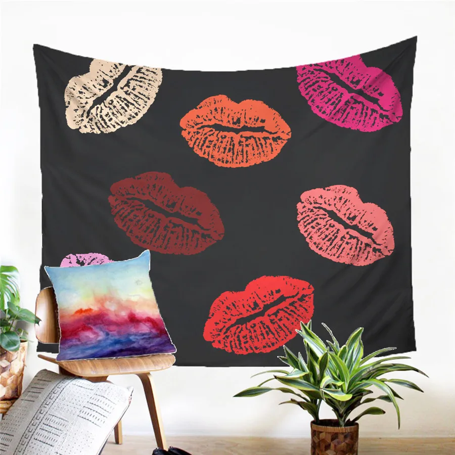 Гобелен с губами и Настенный Коврик для пикника на песчаном пляже палатка